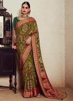 Soft Brasso Mehendi Traditional Wear Printed Saree